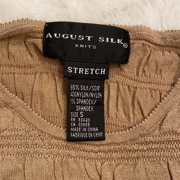 August Silk Knits Stretch Brown Top Size Small - Picture 4 of 5